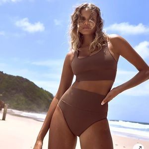 New Free People The Contour Crop Bikini Top Chocolate Brown Small